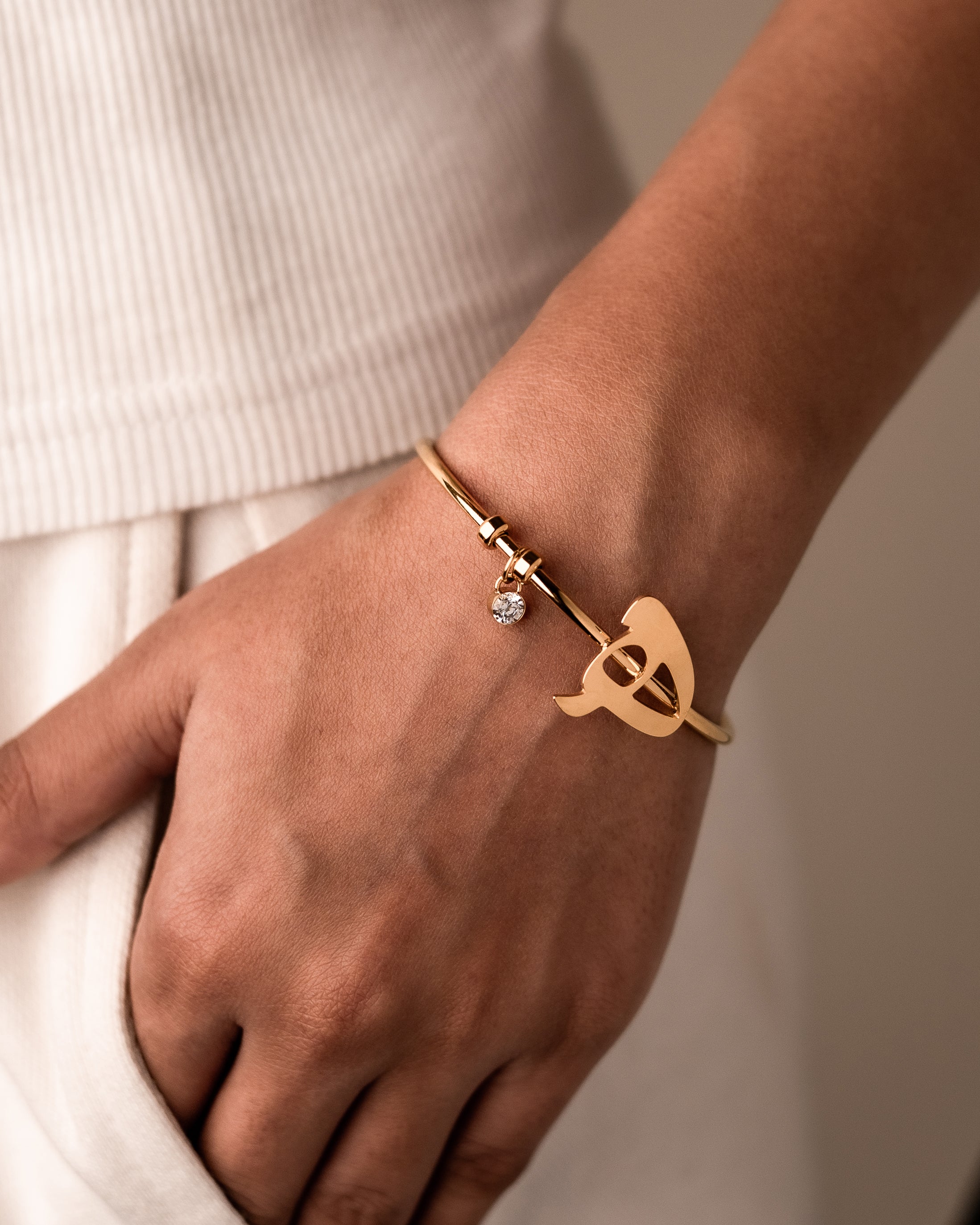 Calligraphed Initial Bracelet ھ