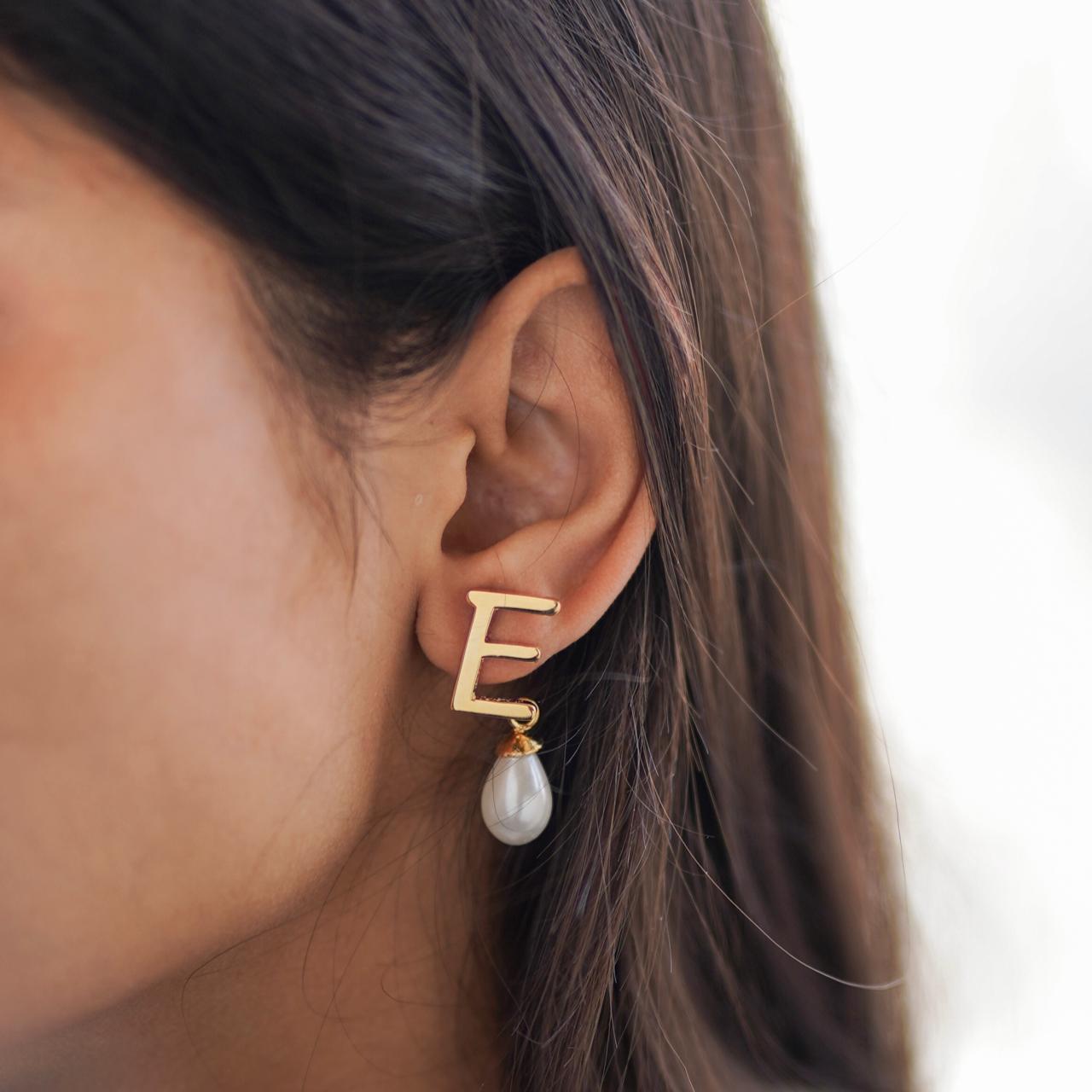 Pearl Initial Earrings