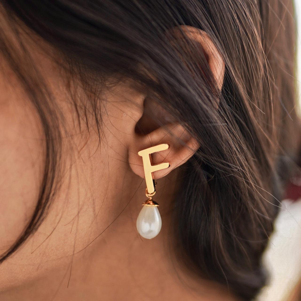 Pearl Initial Earrings