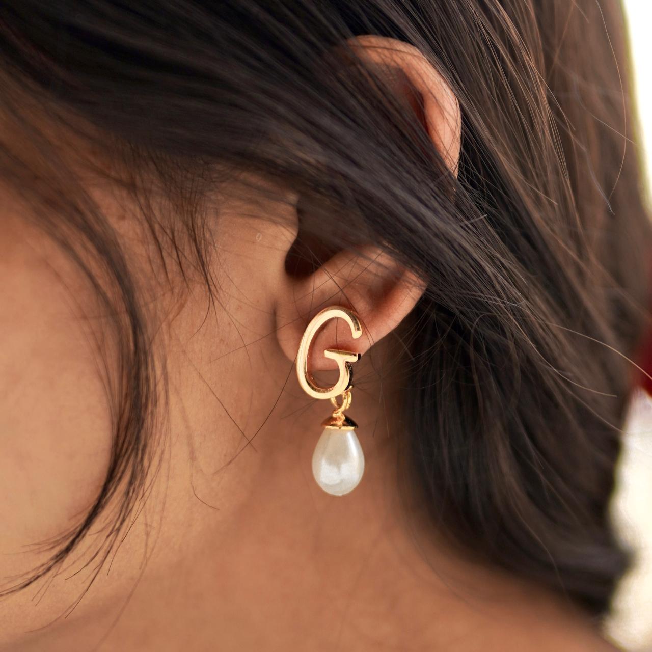 Pearl Initial Earrings