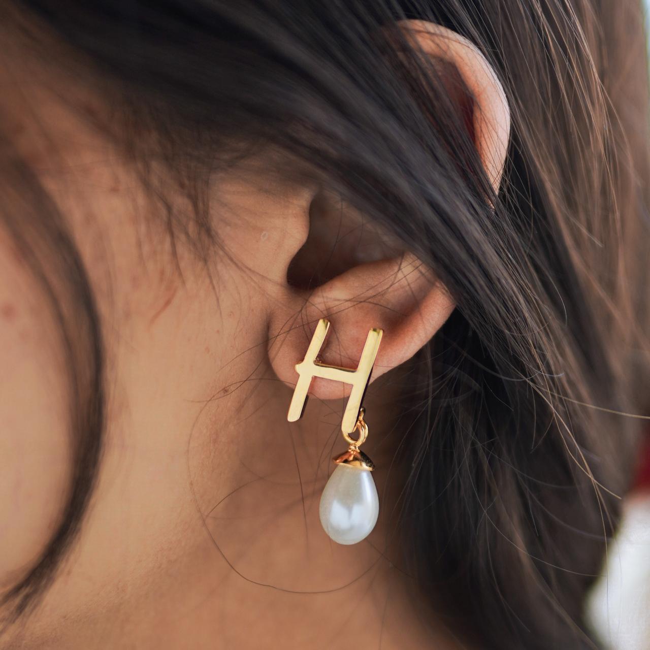 Pearl Initial Earrings