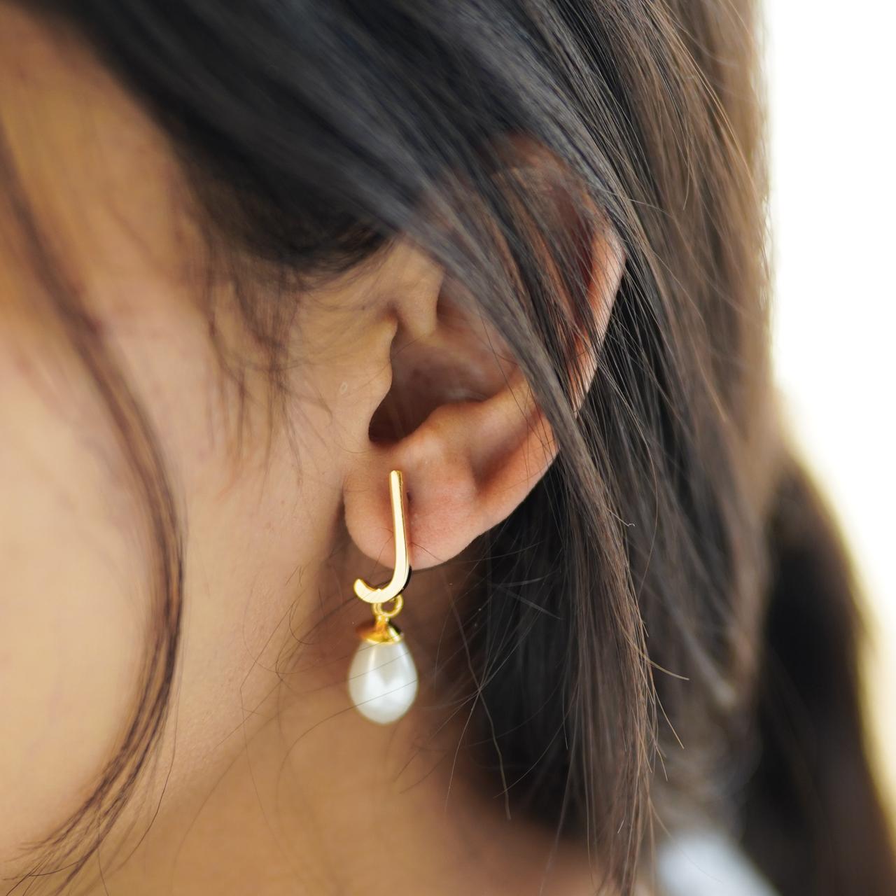 Pearl Initial Earrings