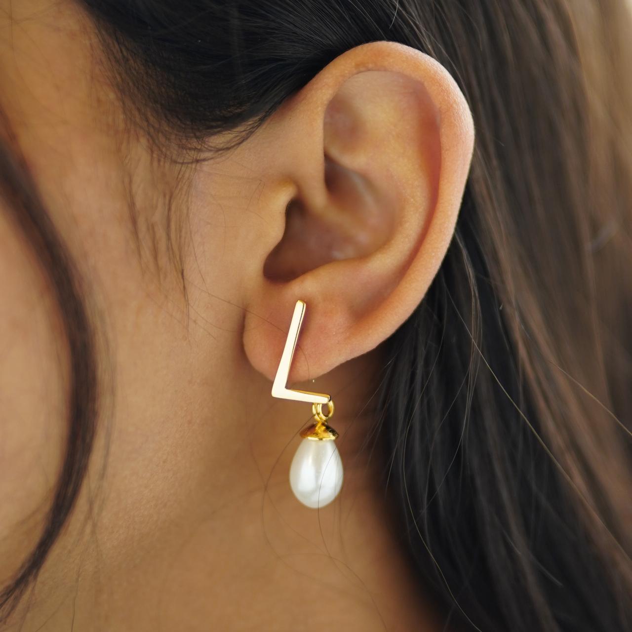 Pearl Initial Earrings