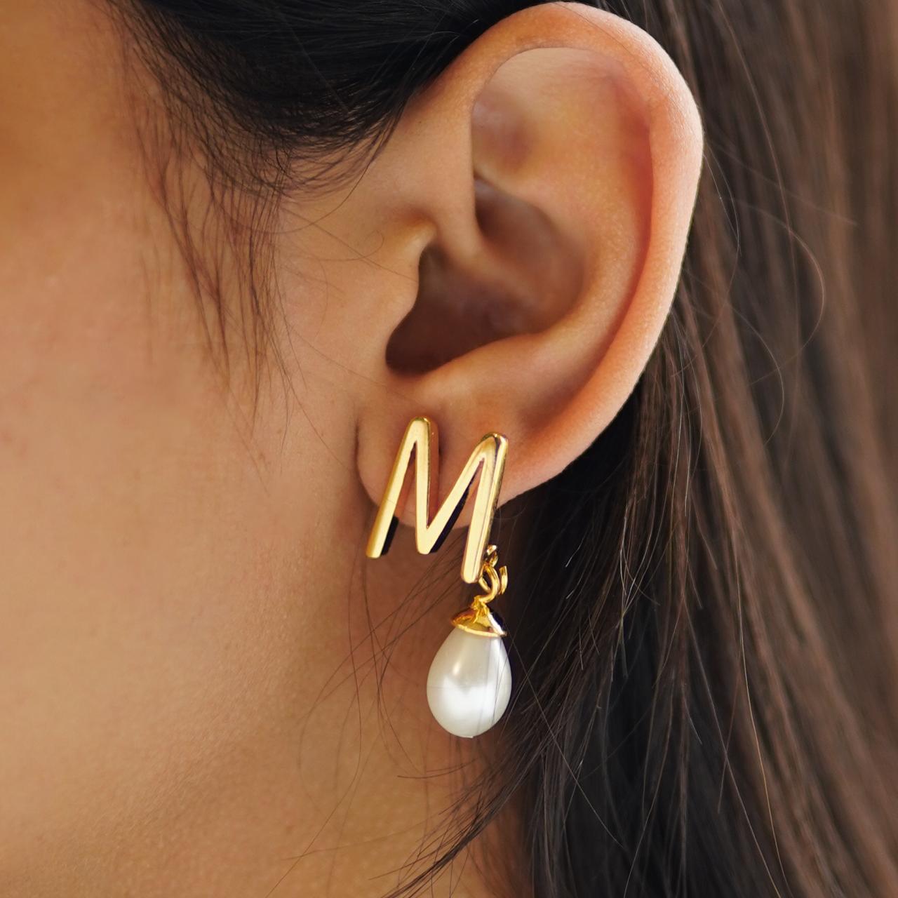 Pearl Initial Earrings