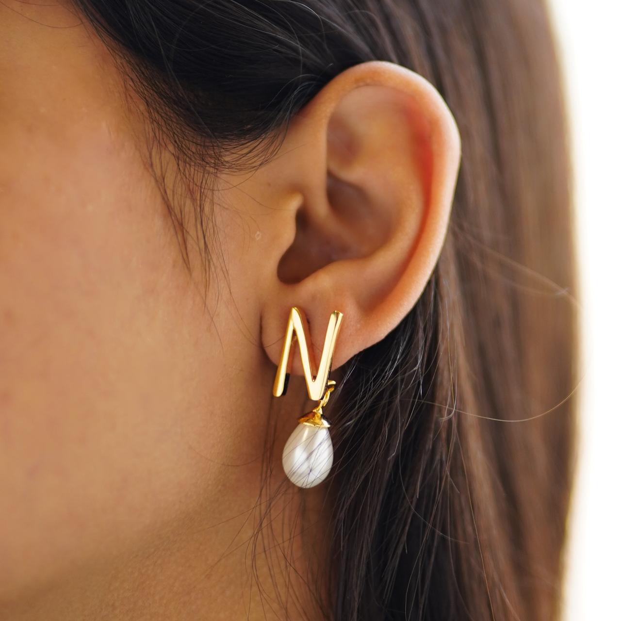 Pearl Initial Earrings
