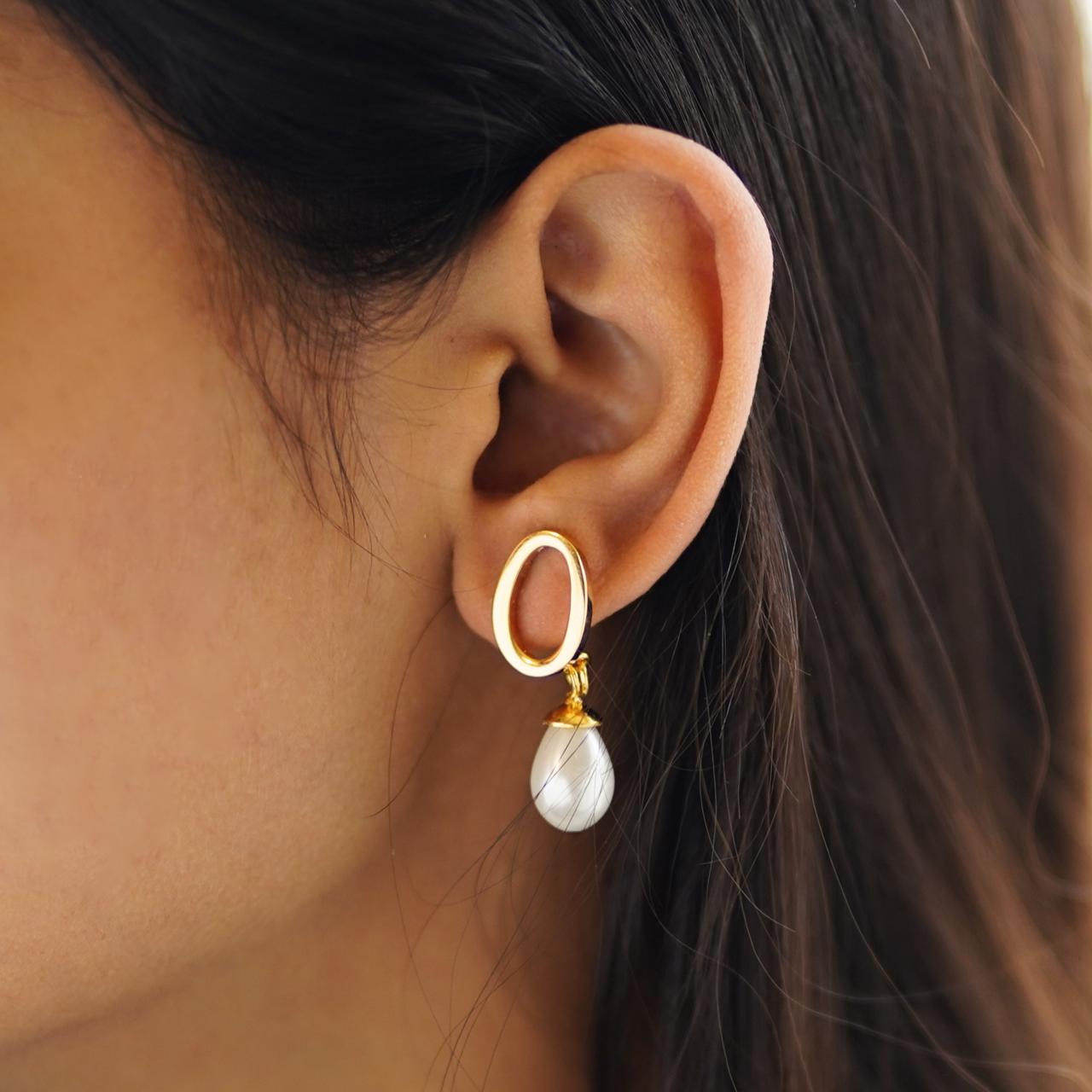 Pearl Initial Earrings
