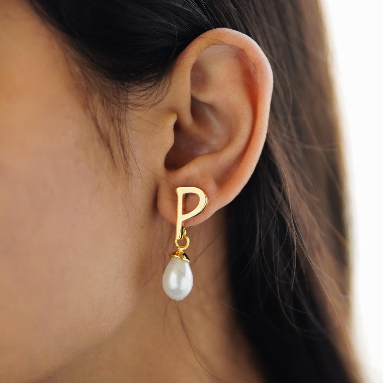 Pearl Initial Earrings