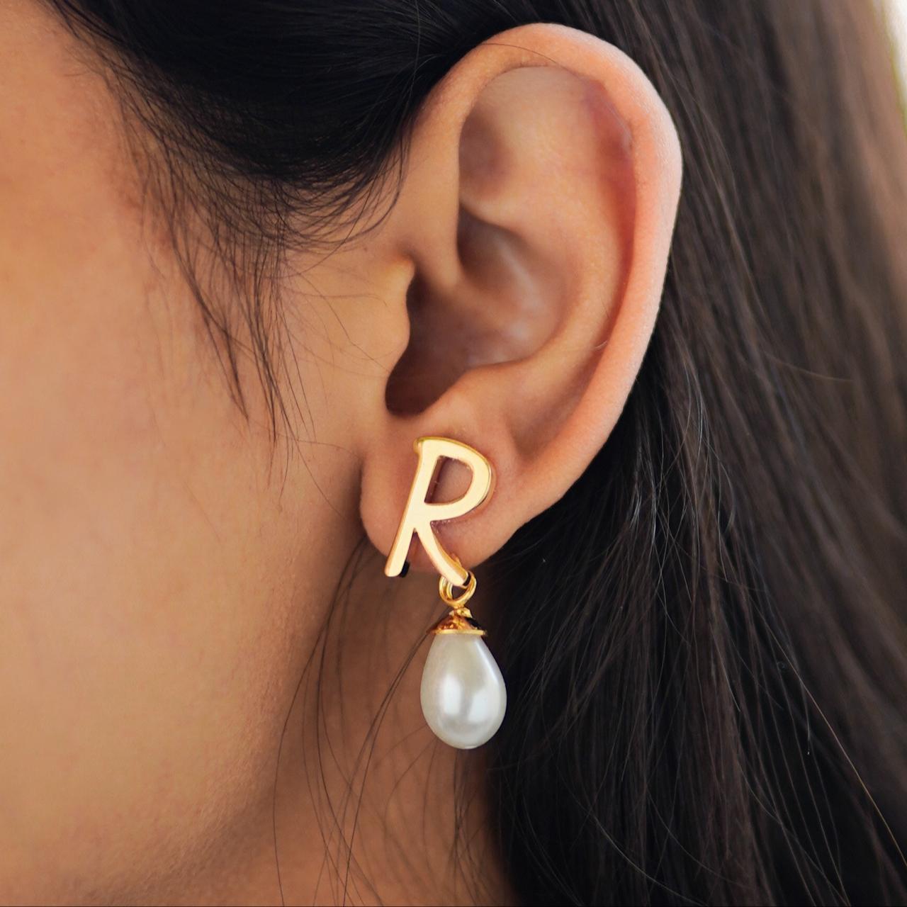 Pearl Initial Earrings