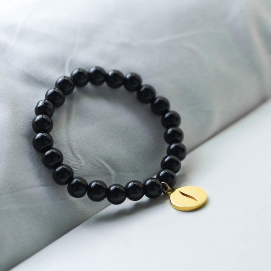 Shiny Black Bead Bracelet