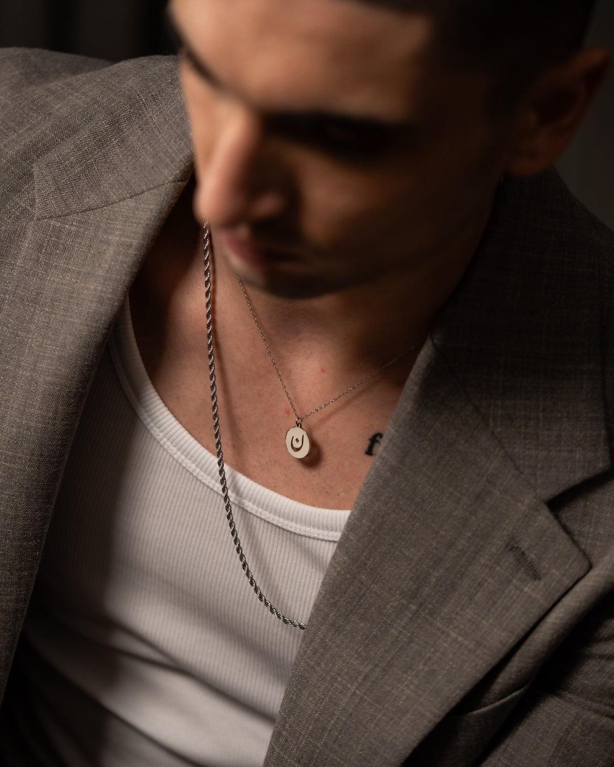Initial Necklace (Silver) ج