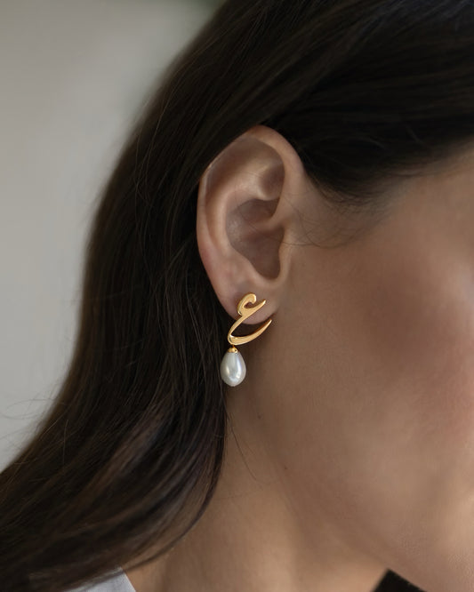 Calligraphed Initial Earring ع