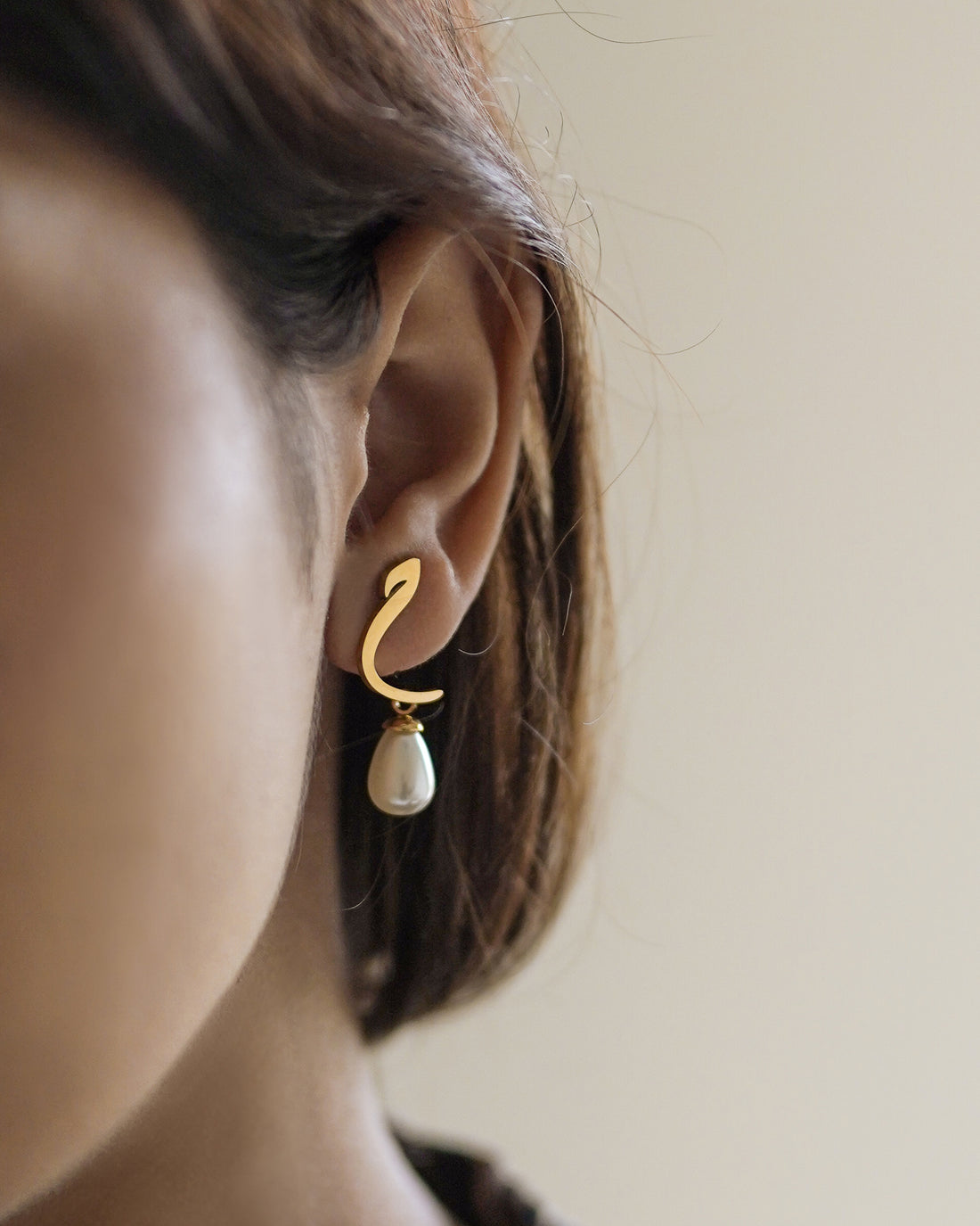 Calligraphed Initial Earrings ح