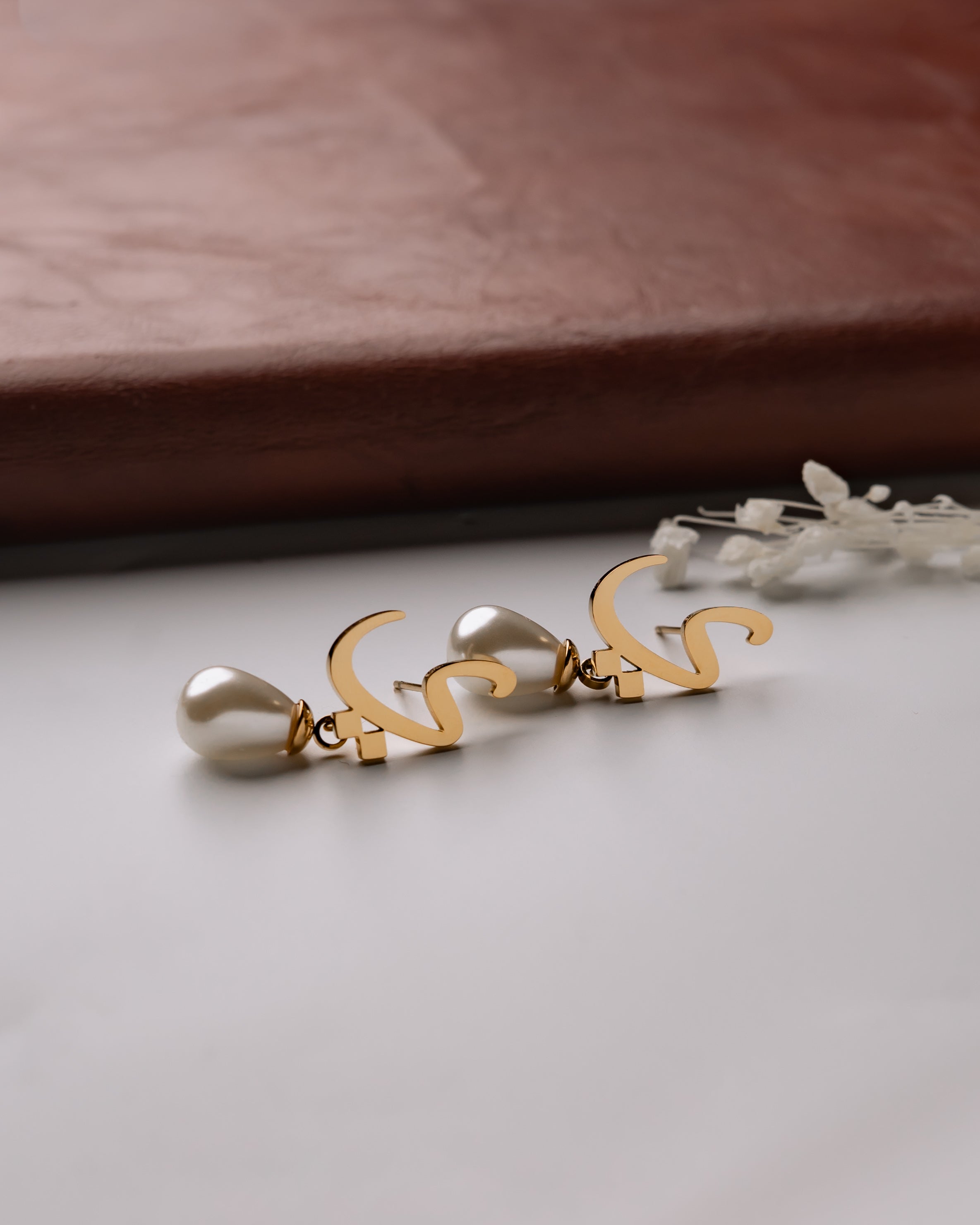 Calligraphed Initial Earrings ي
