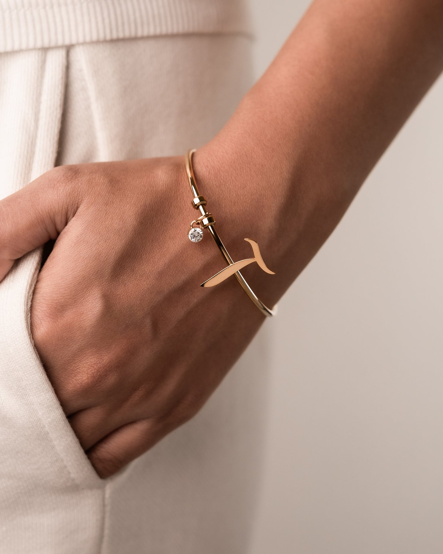 Calligraphed Initial Bracelet آ