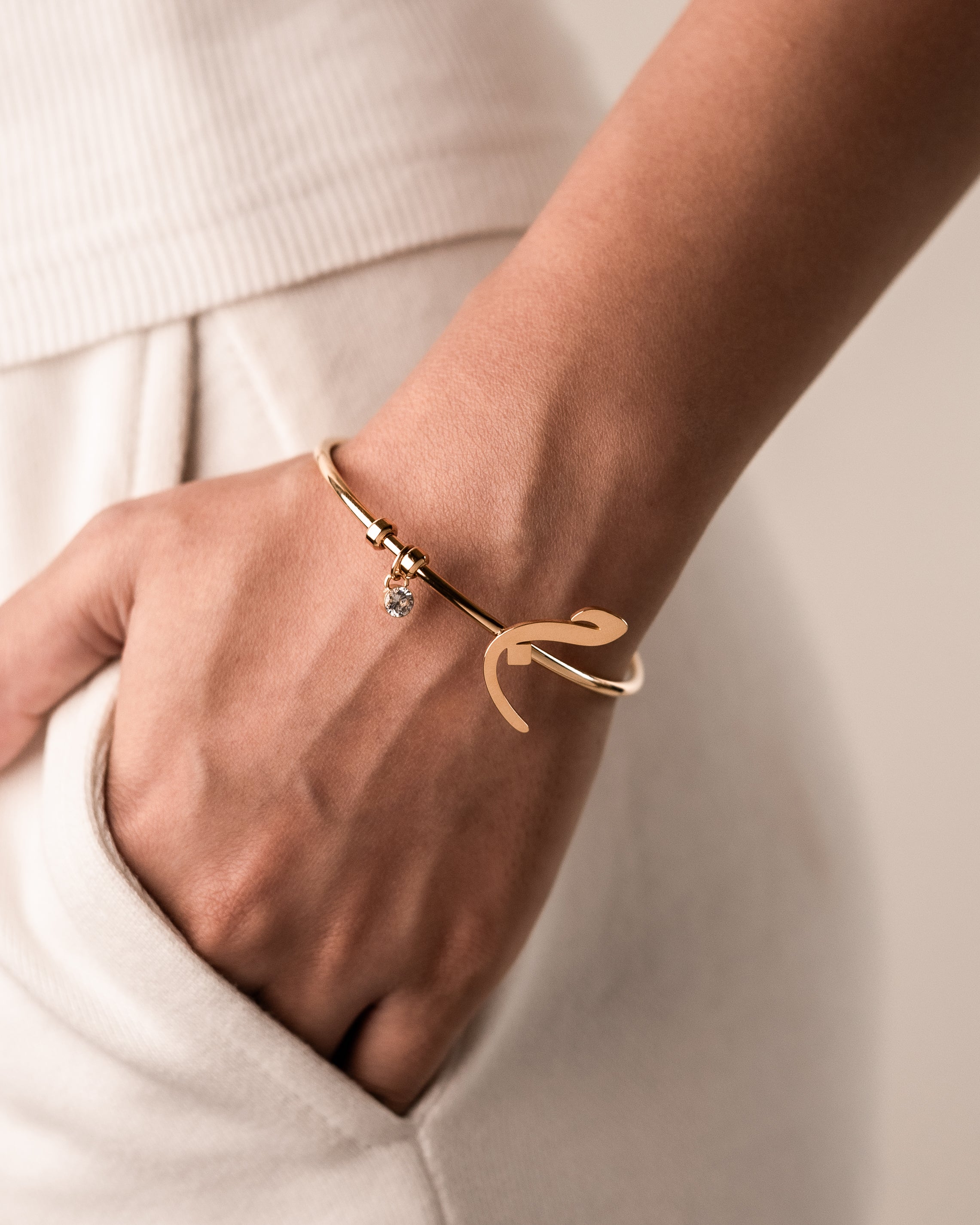 Calligraphed Initial Bracelet ج