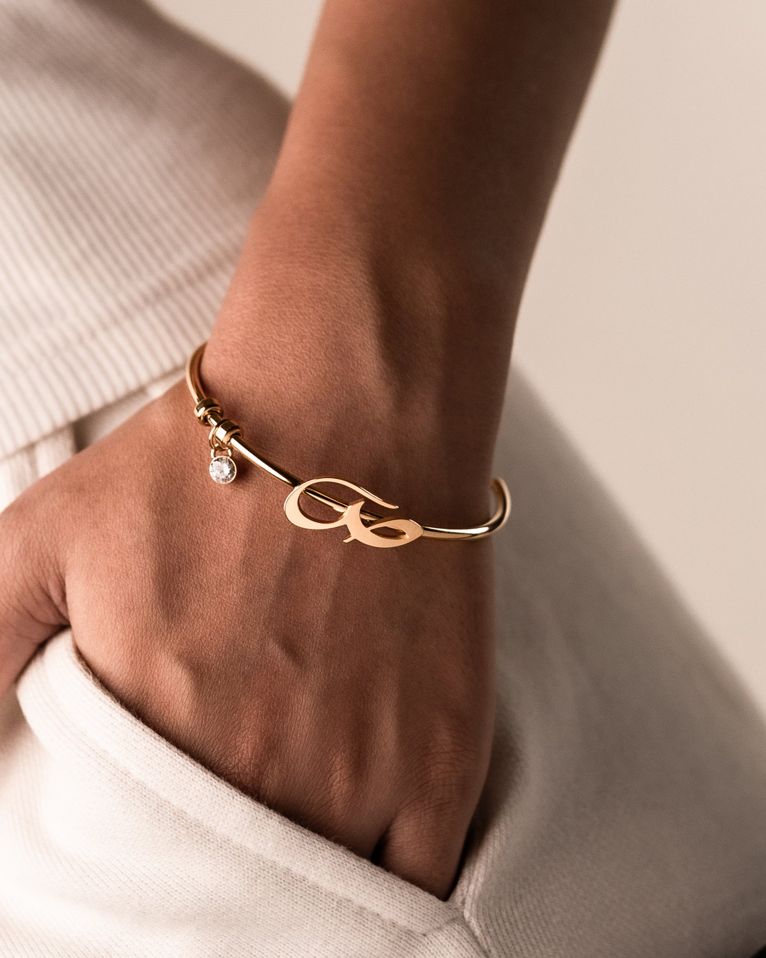 Calligraphed Initial Bracelet ص
