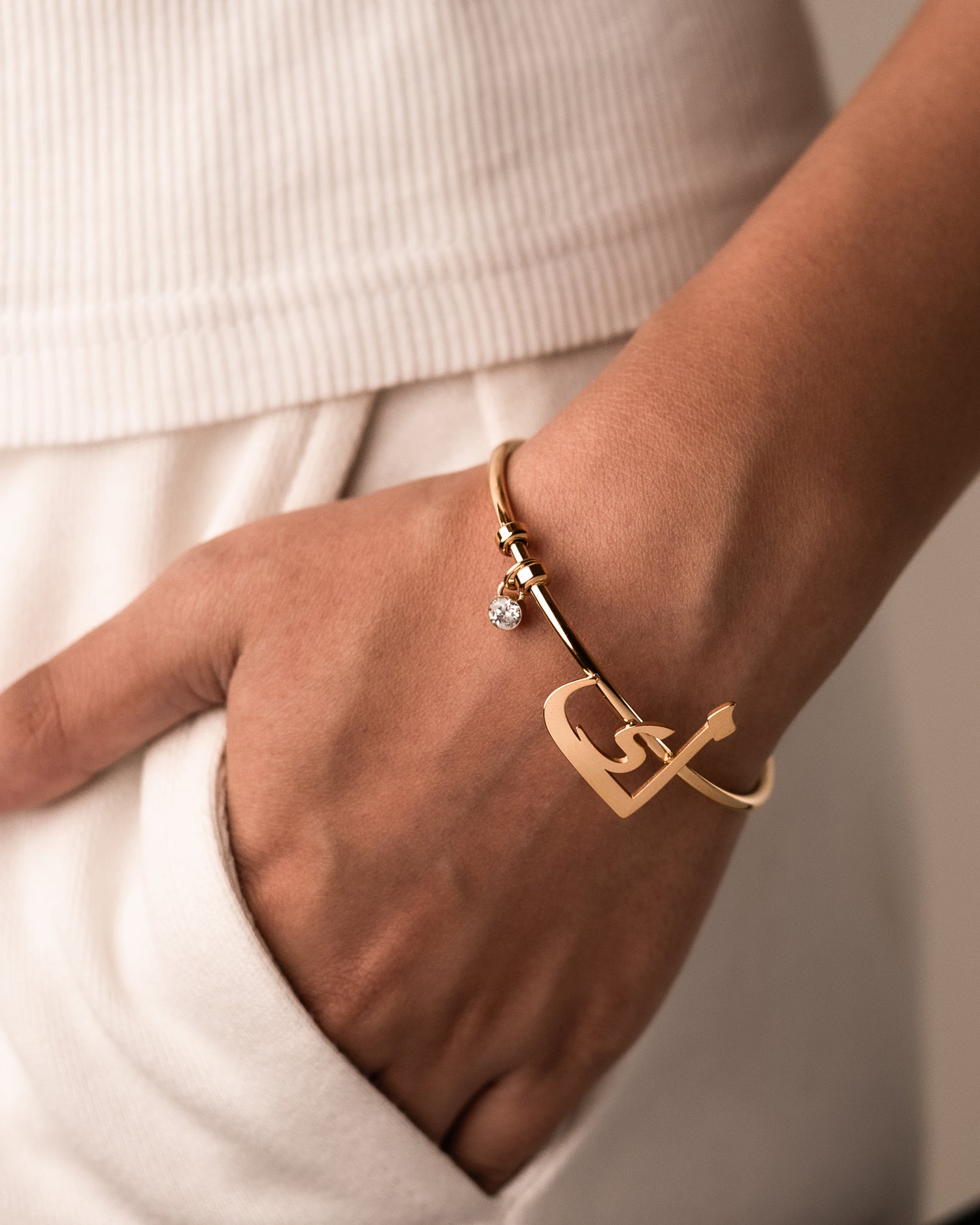 Calligraphed Initial Bracelet ك
