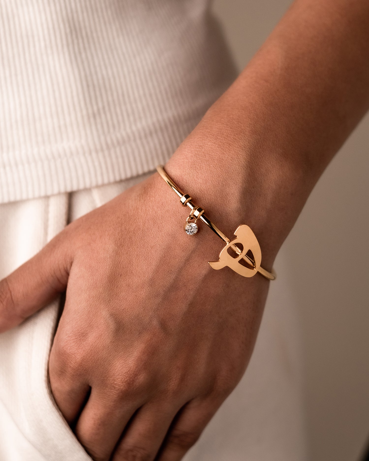 Calligraphed Initial Bracelet ھ