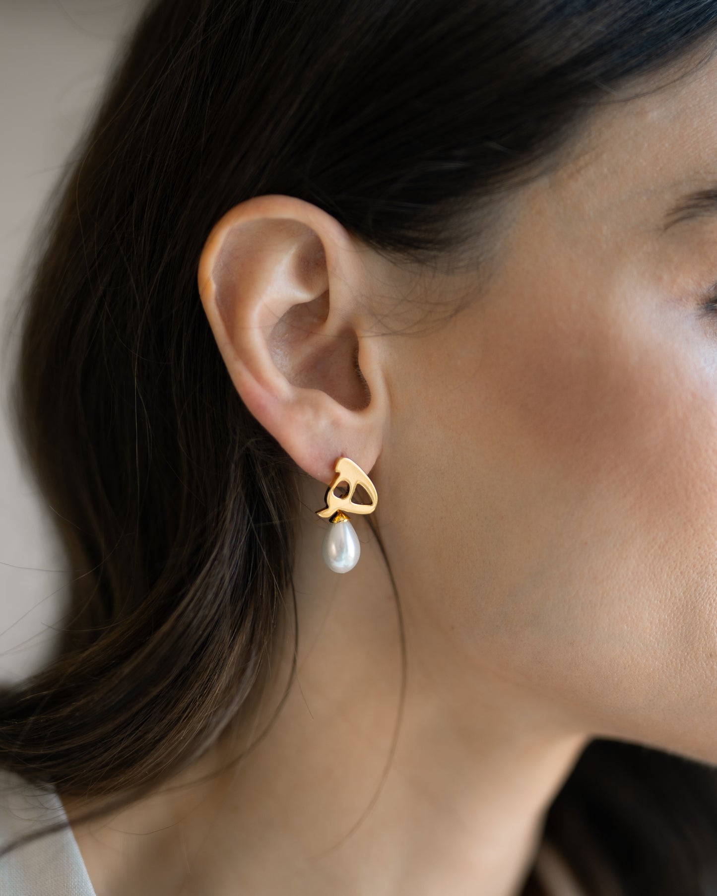 Calligraphed Initial Earring ف