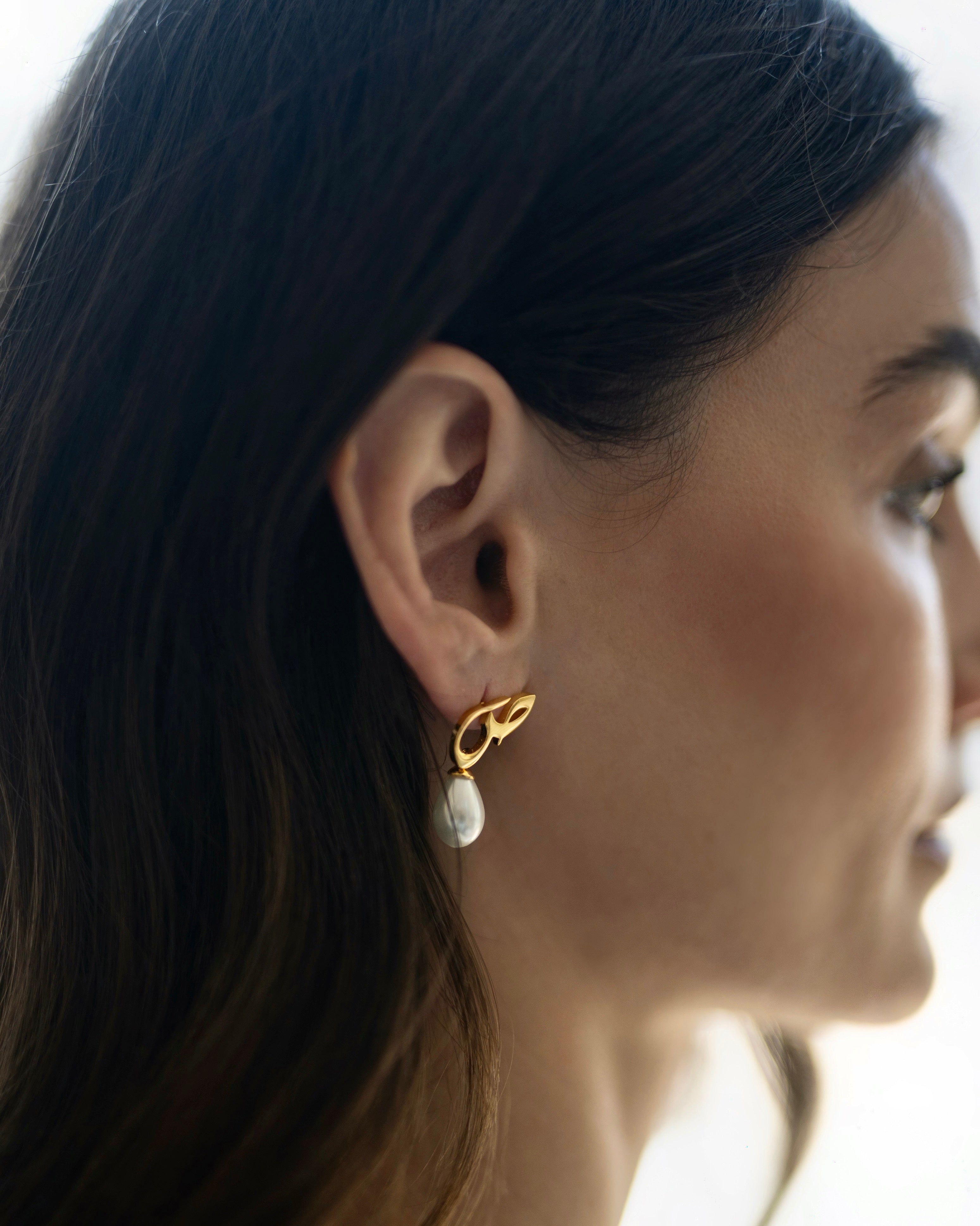 Calligraphed Initial Earrings ص