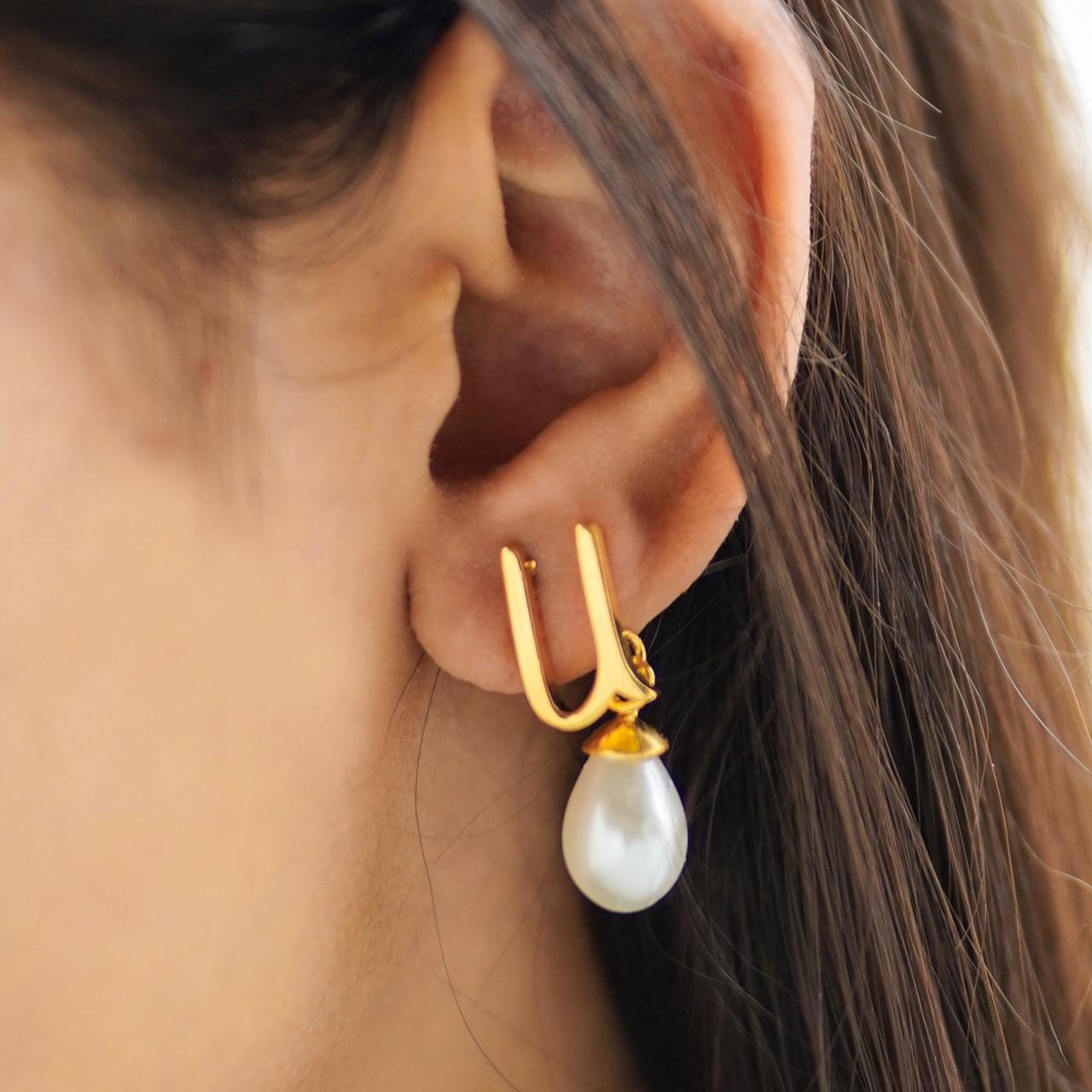 Pearl Initial Earrings