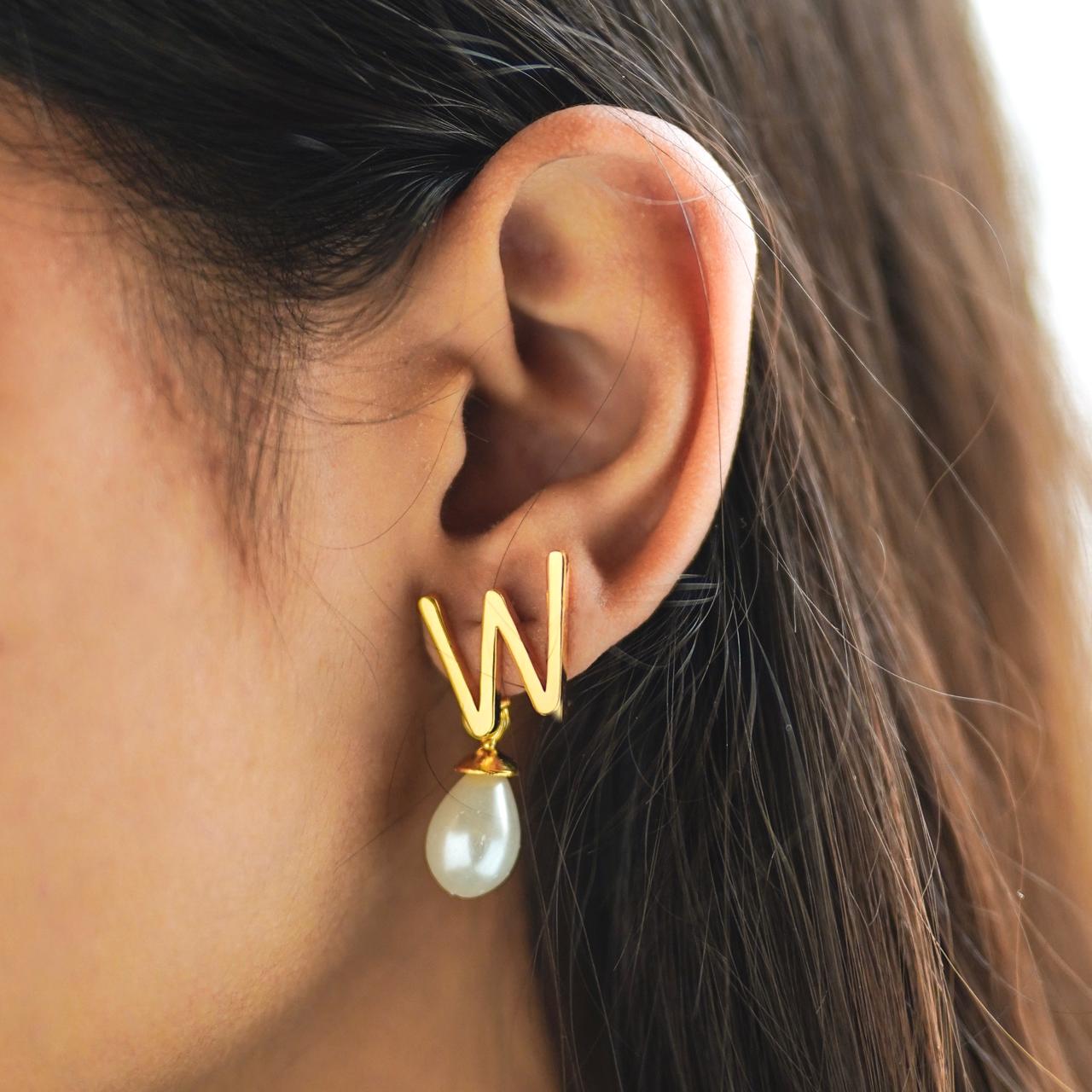 Pearl Initial Earrings